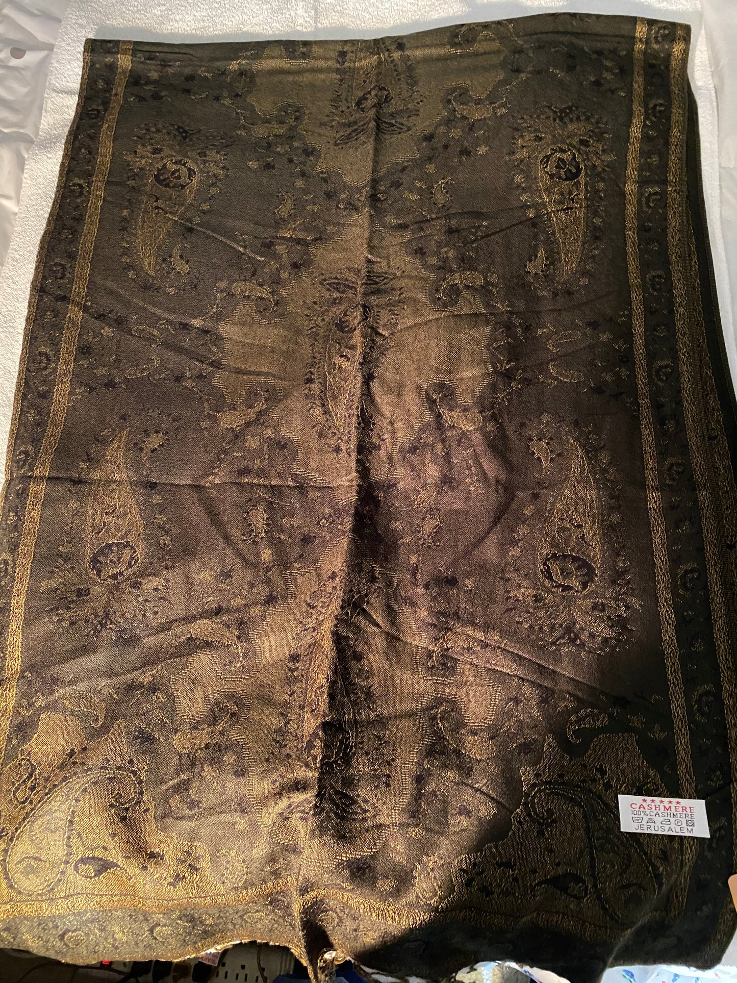 Dark patterned cashmere tablecloth