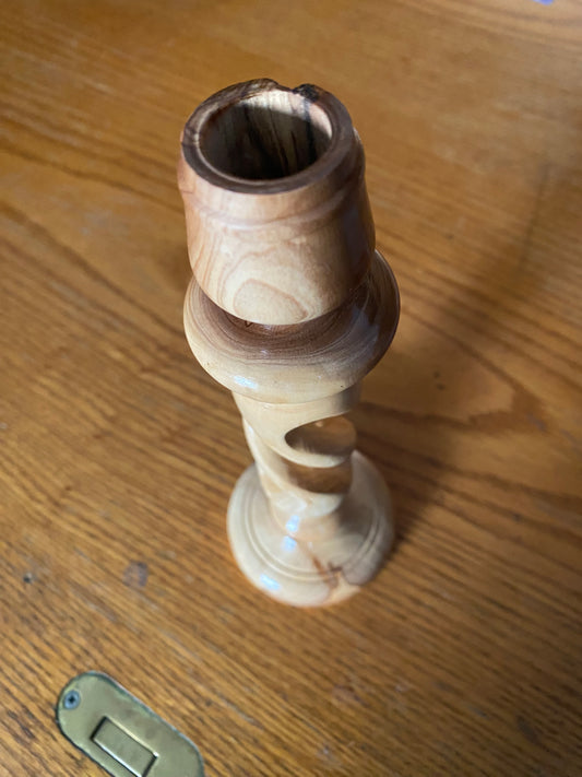 Wooden candlestick holder